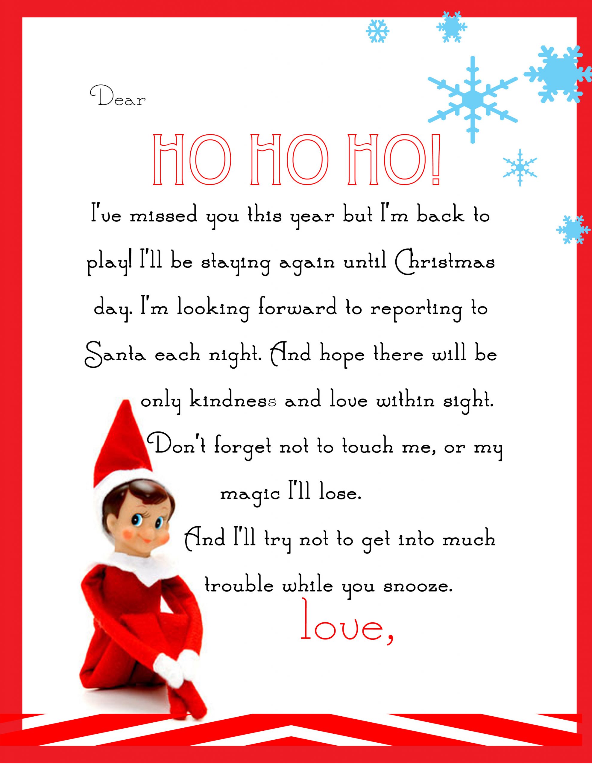 elf on the shelf letter {free printable}